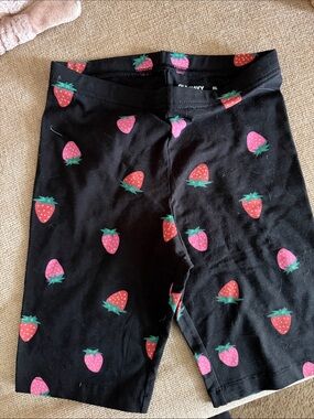 Old Navy Black Leggings with Pink Strawberry Motif